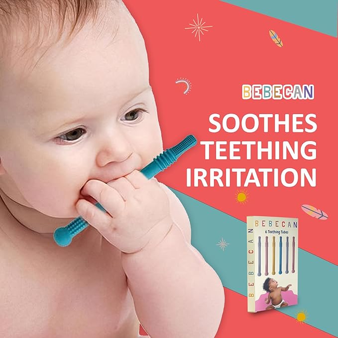 Teething Sticks for Babies 0-36 Months – Super Soft Silicone Teething Aids, Infant Oral Soothing Relief, Multicolor 6-Pack