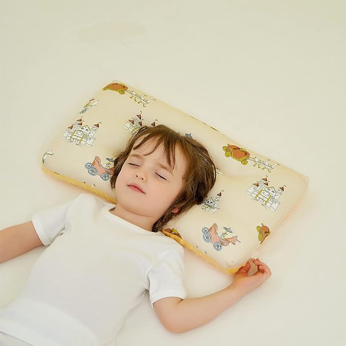 Reidio 1Pcs Toddler Pillow Double Sided Breathable Soft Cotton & Minky Dot Fabric Kids Pillow Cute Small Pillow Machine Washable (Rose)