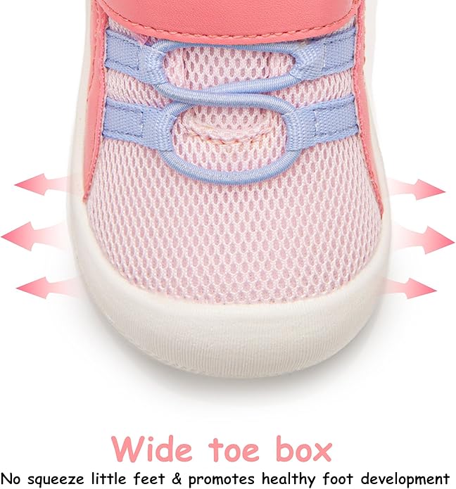 Wide Toddler Shoes Boys Girls Zero Drop Barefoot Infant First Walking Shoes Mesh Breathable Lightweight Soft Nonslip Baby Sneakers
