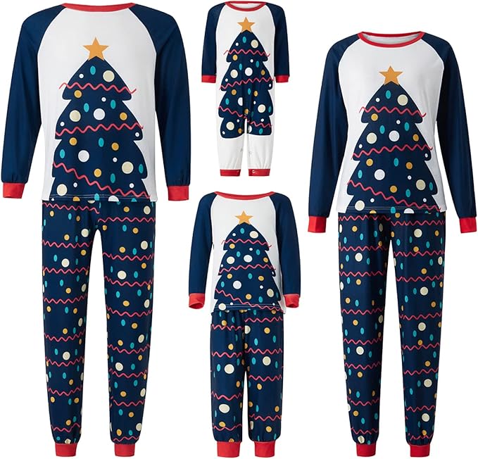 Awoscut Christmas Family Matching Pajamas Christmas Pjs Holiday Nightwear Sleepwear Sets Long Sleeve Pjs