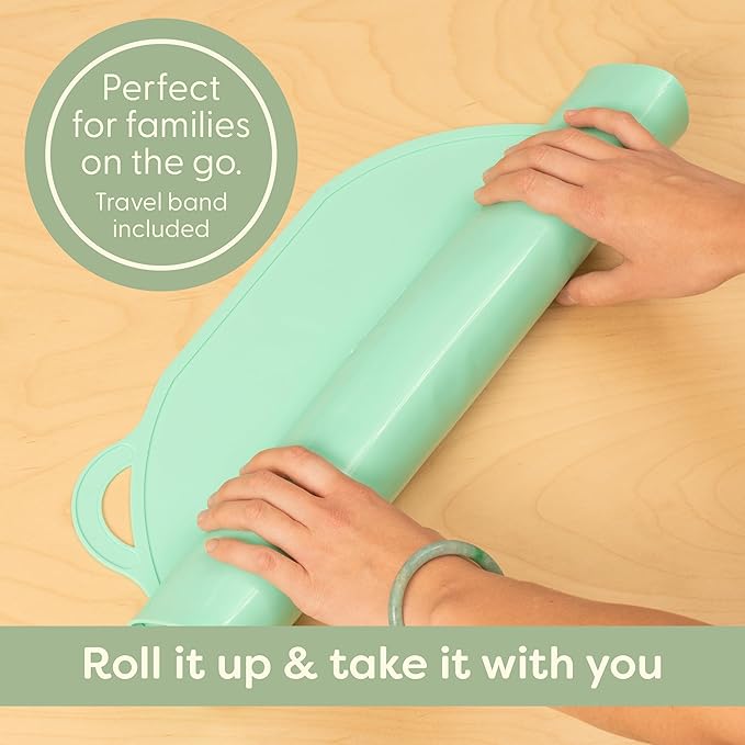 UpwardBaby Silicone Placemats for Toddlers - Gray, Food-Catching Rectangular - Non-Slip Suction Baby Eating Mat & Feeding Placemat, BPA-Free Dishwasher Safe