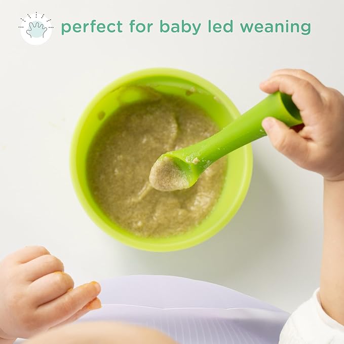 Olababy 100% Silicone Soft-Tip Training Spoon for Baby Led Weaning 2pack