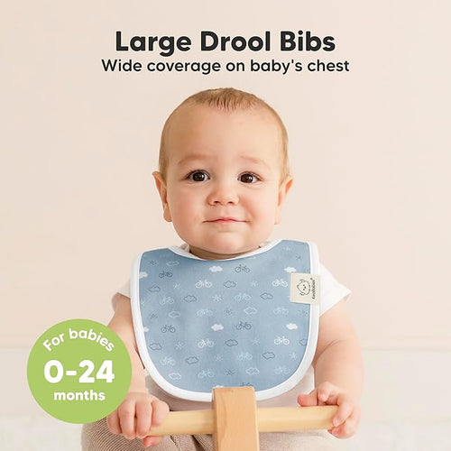 8-Pack Organic Baby Bibs for Boys, Girls - Soft Cotton Drooling and Teething Bibs for Baby Girl & Boy, Extra Absorbent, Easy To Clean & Put On for Toddler, Newborn, Infant 0-24 Months (Vessels)
