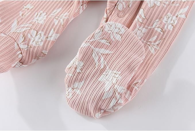 Fashion Baby Boy Girl Clothing Set Cotton Soft 3-Piece Long Sleeve Button Rompers 5-Pack Hats&Gloves Infant Clothes