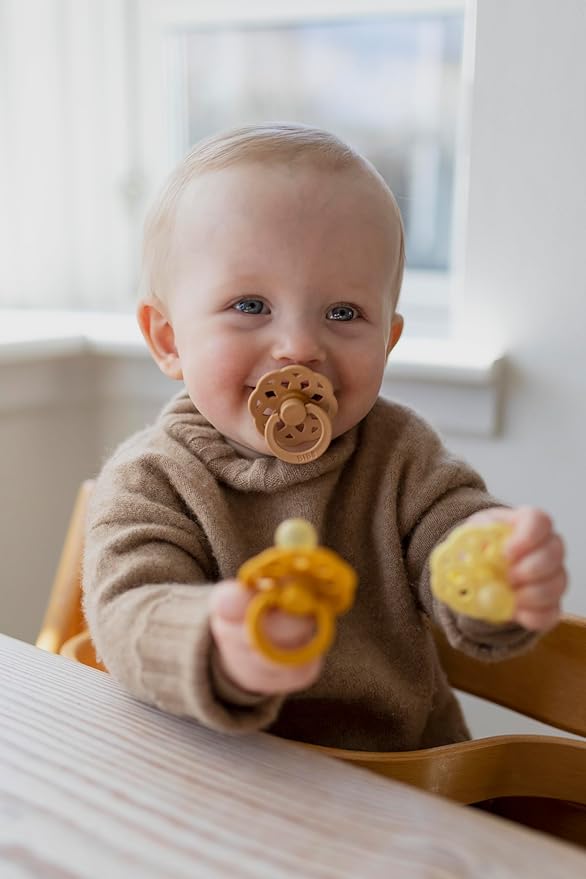 BIBS Boheme Soother 4-Pack | BPA Free Dummy Pacifier | Round Nipple | Natural Rubber Latex | Made in Denmark | Size 0-6 Months | Blossom Mix