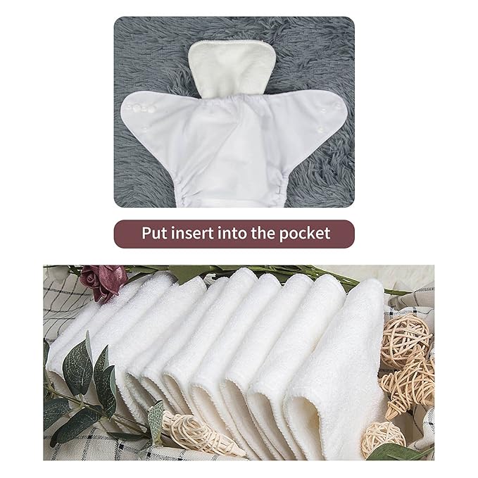 ALVABABY Baby Cloth Diaper 6 Pack with 12 Inserts One Size Cloth Diaper Covers Adjustable Washable Reusable for Baby Girls and Boys 6BM110