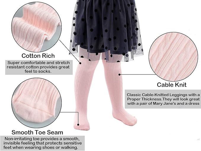 EPEIUS Baby Girl Tights Thick Cable Knit Leggings Stockings Cotton Pantyhose for Newborn Infant Toddler 3/4/5/6 Pack