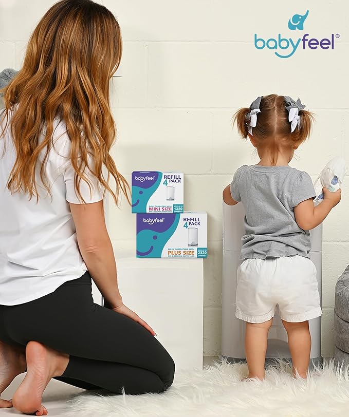 Babyfeel Refills for DEKOR PLUS Diaper Pails, 8 Pack, Exclusive 30% Extra Thickness, Fresh Powder Scent, Holds up to 4640 Diapers