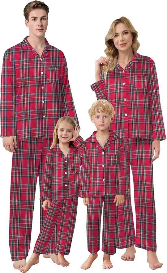 Schbbbta Family Matching Pajamas Holiday Sleepwear Long Sleeve Pjs Sets