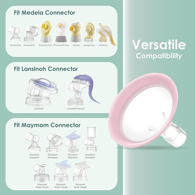 10mm Maymom MyFit Shields, Pano Series; Compatible with Medela Breast Pump- PersonalFit, Freestyle, Harmony, Maxi, Freestyle Flex Connector; Connect to Maymom Widemouth/Narrow Connector, 2pcs