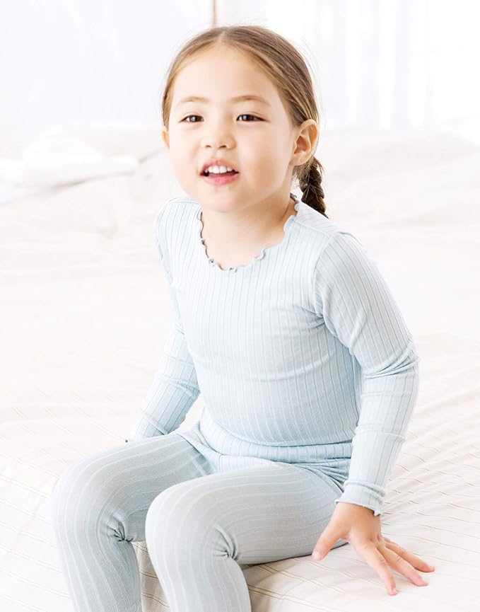 VAENAIT BABY 6M-12Y Infant Kids Toddler Junior Girls Soft Comfy Modal Tencel Shirring Sleepwear Pajamas 2pcs Set