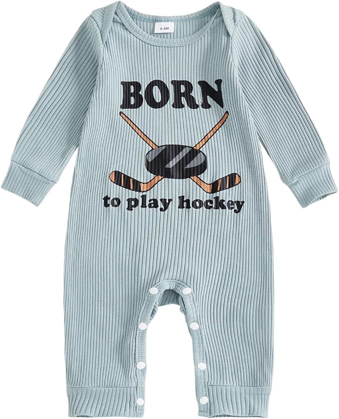 Fernvia Newborn Baby Boy Clothes Letters Print Bodysuit 3 6 9 12 18 Months Long Sleeve Jumpsuit with Hat 2PCS Outfits Set