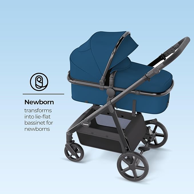Mompush Meteor2 Baby Stroller 2-in-1 with Newborn Mode, Large Shock-Absorbing Wheels, Car Seat Adapter Included – Full-Size Infant & Toddler Stroller for All-Terrain Family Outings