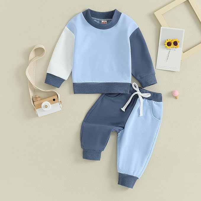 Fernvia Toddler Baby Girl Clothes 3 6 9 12 18 24 Months Fall Outfits Solid Long Sleeve Sweatshirt Tops + Pants Set