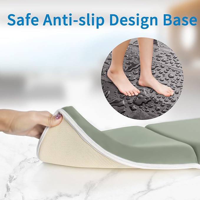 JJGoo Bath Kneeler with Elbow Rest Pad Set, 1.5 inch Kneeling Pad Mat for Bathtub Baby Bathing Parents, Painless Foam Mat with Toy Organizer Pockets, Non-Slip for Baby and Toddler Bathing