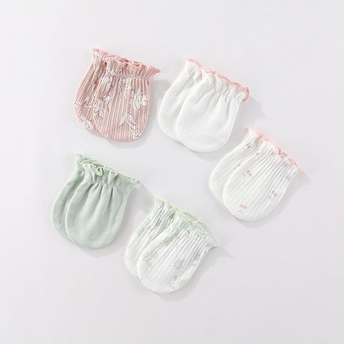 Fashion Baby Boy Girl Clothing Set Cotton Soft 3-Piece Long Sleeve Button Rompers 5-Pack Hats&Gloves Infant Clothes