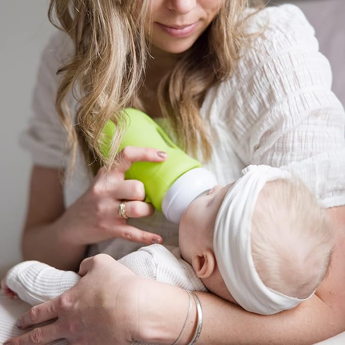 Olababy Silicone Sleeve for Avent Natural Glass Baby Bottles (4 oz, Blue)