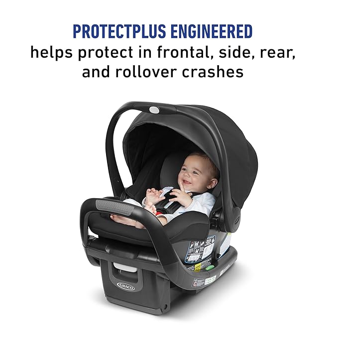Graco SnugRide SnugFit LX Infant Car Seat, Baby Car Seat with Anti-Rebound Bar for Extra Safety, SnugLock Easy Install Carseat, 1-Hand Adjustable Handle, No-Rethread Harness, Baby Essentials, Pierce