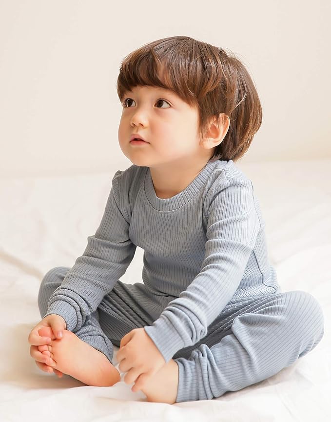 VAENAIT BABY 6M-12Y Infant Kids Toddler Junior Girls Soft Comfy Modal Tencel Shirring Sleepwear Pajamas 2pcs Set