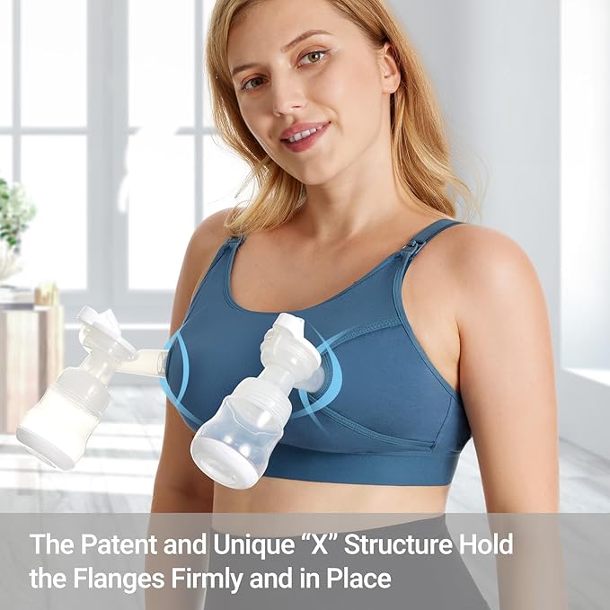 Momcozy Pumping Bra, Pumping Bra Hands Free All Day Wear Pumping & Nursing Bra in One Holding Breast Pump for Spectra, Medela