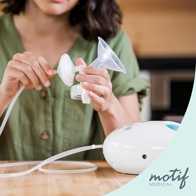 Motif Medical Luna Double Breast Pump Replacement Parts - Breast Pump Parts W/Bottles, Nipples, Tubing, Valves, Breast Shields (32mm), Diaphragms, Connectors & More - Safe Easy-to-Use Breast Pump Kit