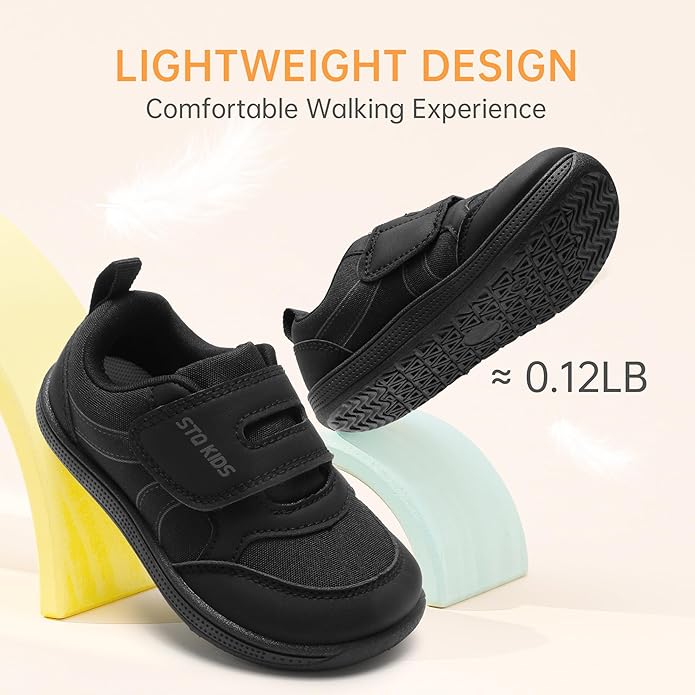 Toddler Wide Toe Box Barefoot Shoes Boys Girls Sneakers Kids Tennis Shoes Preschool Non Slip Lightweight Comfortable First Walking Shoes Running Outdoor Activities