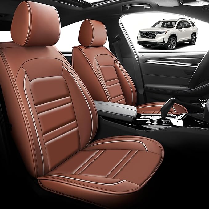 Seat Cover for Honda Pilot 2003-2025 | Car Seat Covers Front Seats, Waterproof Seat Protectors, Automotive Front Seat Covers (Front Seat, Coffee)