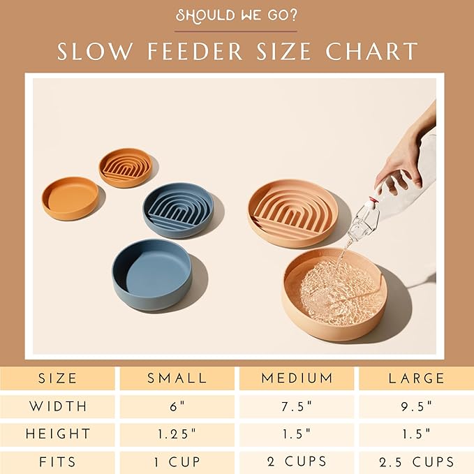 Should We Go? Slow Feeder for Dogs & Cats, The Slowdown Bowl Silicone Slow Eating Mealtime Solution with Modern Lick Mat Design, Reduces Gulping, Fits 1 Cup, 6” Across x 1.25” Tall, Small-Sage