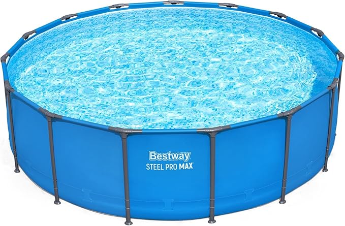 Bestway Steel Pro MAX 15’ x 48" Round Metal Steel Frame Above Ground Outdoor Backyard Swimming Pool for Families, Pool ONLY