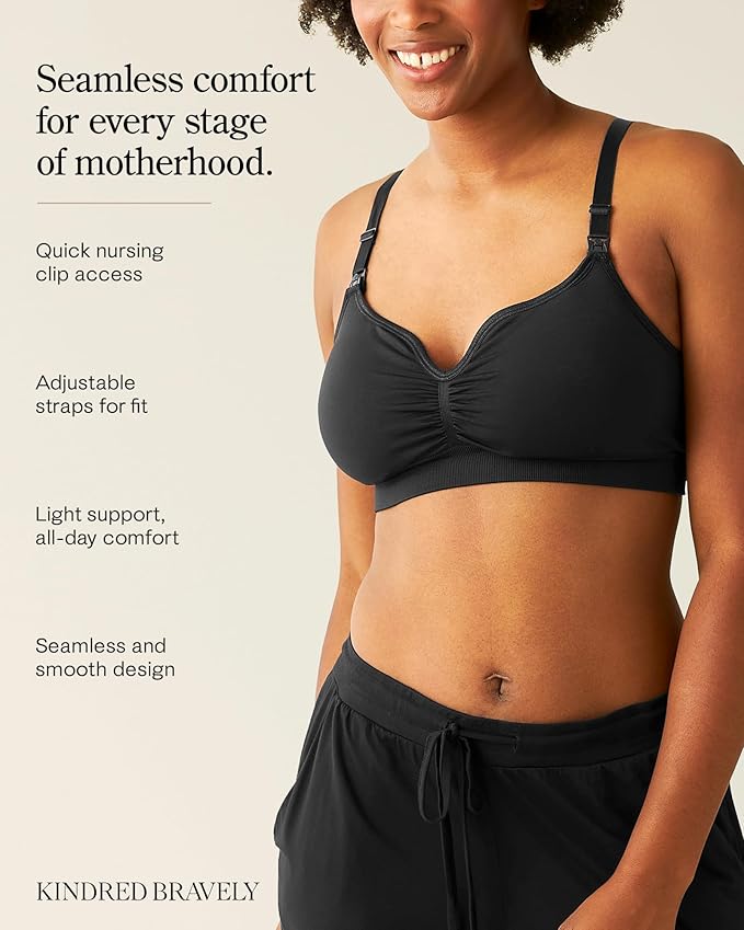 Kindred Bravely Tatum Seamless Sweetheart Bralette Nursing Bras for Breastfeeding, Adjustable, Soft Maternity Bra 2 Pack
