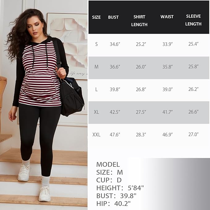GINKANA Maternity Hoodie Long Sleeves Shirts Casual Maternity Top Pregnancy Sweatshirt Casual Clothes