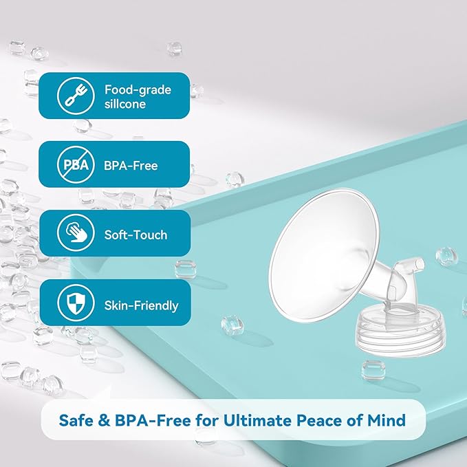 4PCS 16mm Breast Pump Flanges, Compatible with Spectra S1/S2/9Plus/Synergy Gold, Motif Luna, Wide-Mouth Bottle Fit, Breast Pump Accessories
