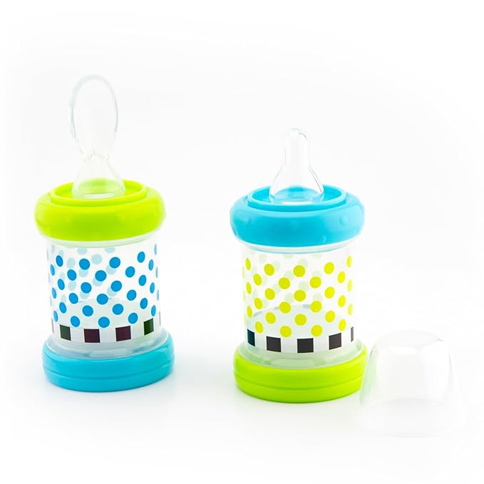 Sassy Baby Food Nurser – 4+ Months Set of 2-4oz 100% Silicone Nipple and Spoon BPA-Free (Pack of 6)