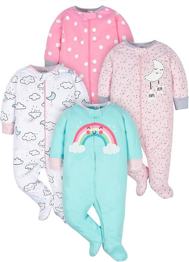 Gerber Baby Girls 4 Pack Sleep 'N Play Footie