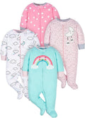Gerber Baby Girls 4 Pack Sleep 'N Play Footie