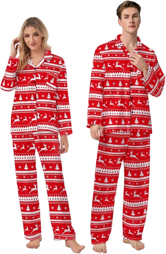 Schbbbta Family Matching Pajamas Holiday Sleepwear Long Sleeve Pjs Sets