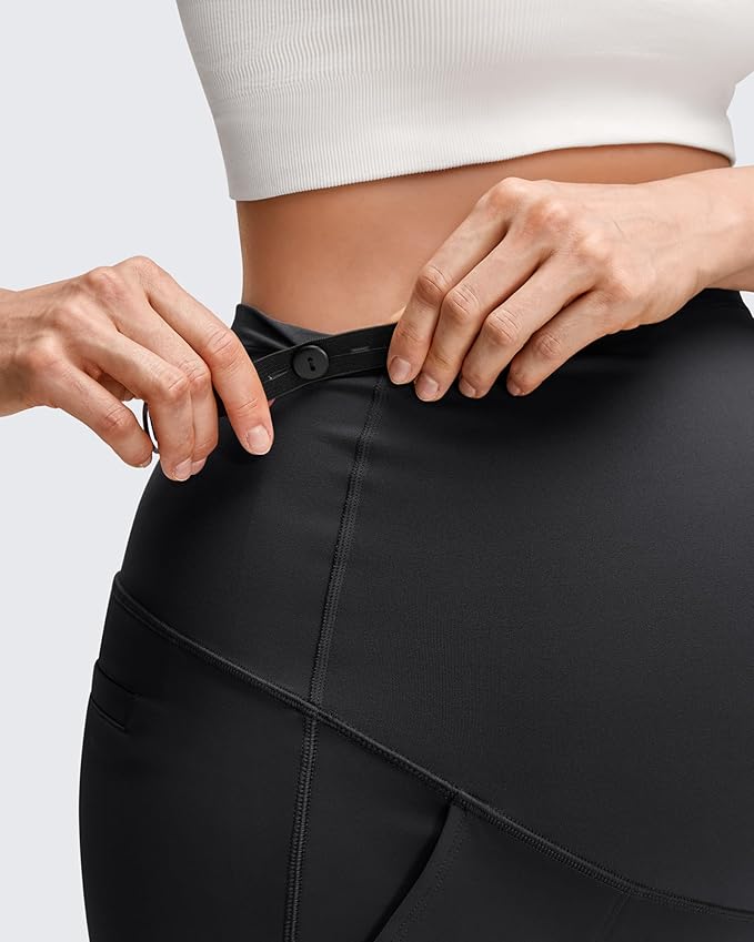 G4Free EverGoing Fleece Lined Maternity Wide Leg Pants Over The Belly Pregnancy Trousers with Pockets