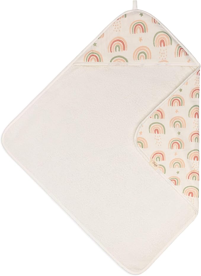 Crane Baby Hooded Towel, 100% Cotton & Terry Cloth Hooded Baby Towels for Boys & Girls, Boho Rainbow, 30" w x 30" h, Hooded Baby Beach Towel, Baby Pool Towel, Baby Bath Towel, Hooded Towels for Baby