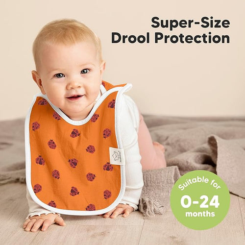 8-Pack Baby Bibs for Boys, Girls - Pullover Bibs for Drooling Teething Baby Girl & Boy Toddler, Newborn, Soft & Absorbent, Cute Colors, Large Torso Coverage Keep Infant Clean & Dry (Fall Spores)