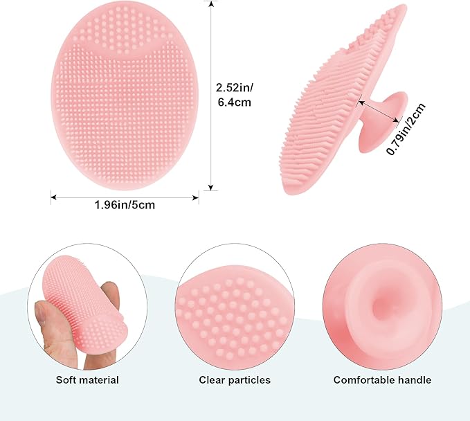 3PCS Baby Hair Brush with Wooden Handle and Comb Set for Newborns & Toddlers | Natural Soft Goat Bristles l Wood Comb l Pink Silicone Brush| Ideal for Cradle Cap