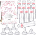 TrelaCo Cool Baby Shower Games Bottle Chug Sign and 12 Pcs Baby Bottle Shower Favor Baby Bottles for Baby Shower Games Gender Reveal (Pink Bow)