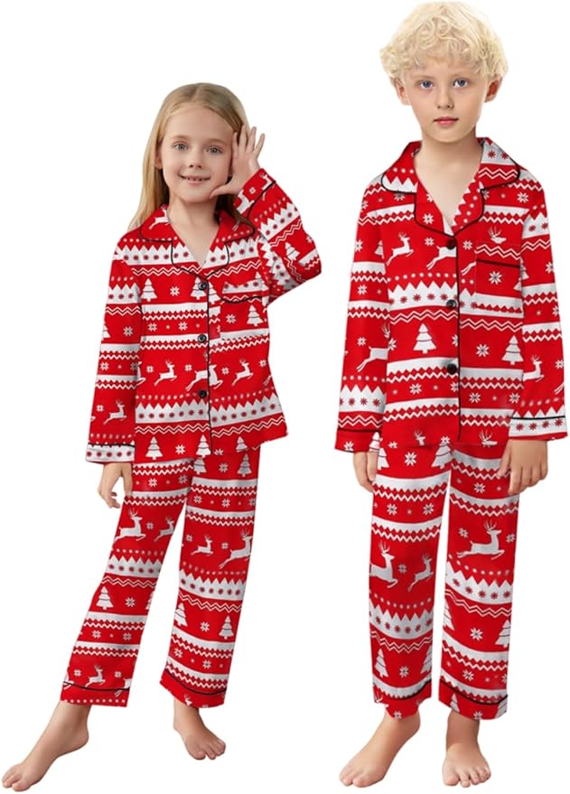 Schbbbta Family Matching Pajamas Holiday Sleepwear Long Sleeve Pjs Sets