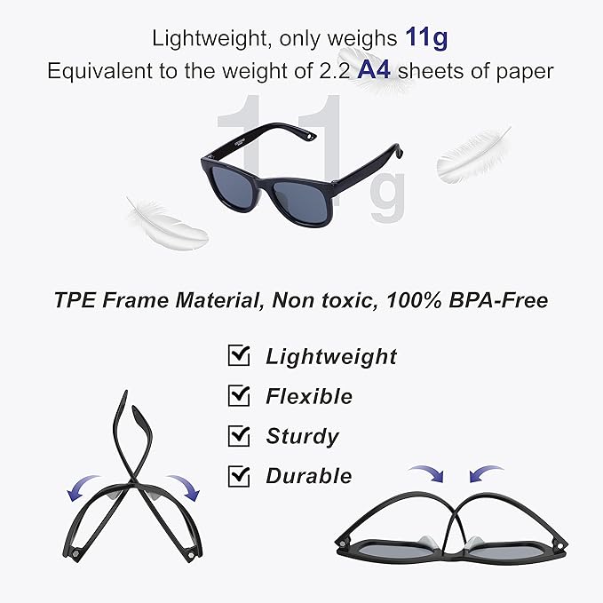 COCOSAND Flexible Baby Sunglasses with Strap Polarized UV Protection for Toddler Infant Newborn Boy Girl Age 0-24 Months