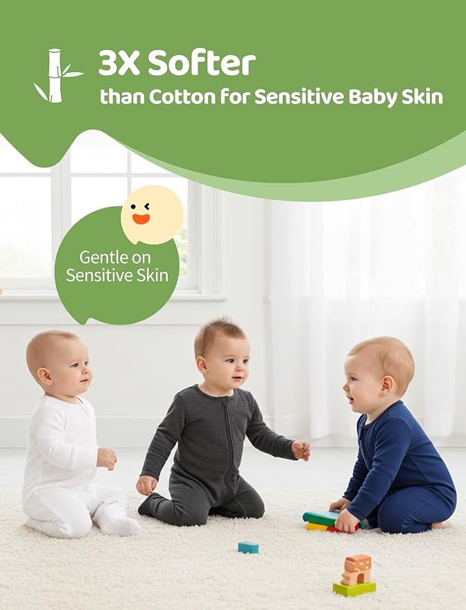 PATPAT Baby Footies Boys Girls - Bamboo Viscose - Zipper & Non-Slip Soles Romper Mitten - Footed & Footless Infant Clothes