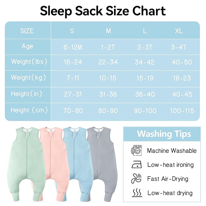 Rayon Made From Bamboo Sleep Sack 3t-4t 0.5 Tog Ultra Soft Summer Toddler Sleep Sack 36-48 Months with Feet 2-Way Zipper Lightweight Baby Sleeping Bag with Legs Thin Baby Wearable Blanket-Blue