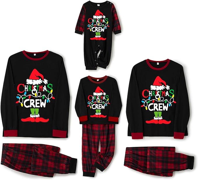 Awoscut Christmas Family Matching Pajamas Christmas Pjs Holiday Nightwear Sleepwear Sets Long Sleeve Pjs