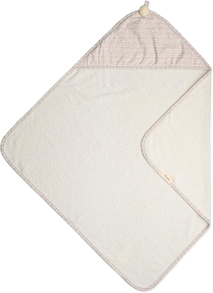Crane Hooded Towel - 100% Cotton Terry Cloth, Neutral Dot, 30" x 30", Hooded Baby Beach & Bath Towel