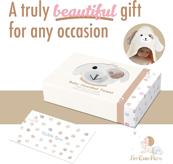 Baby Towels with Hood - Soft, Absorbent Viscose Made of Bamboo, Extra Large 35 x 35 Inches, for Newborns, Infants, Boys and Girls, Cream