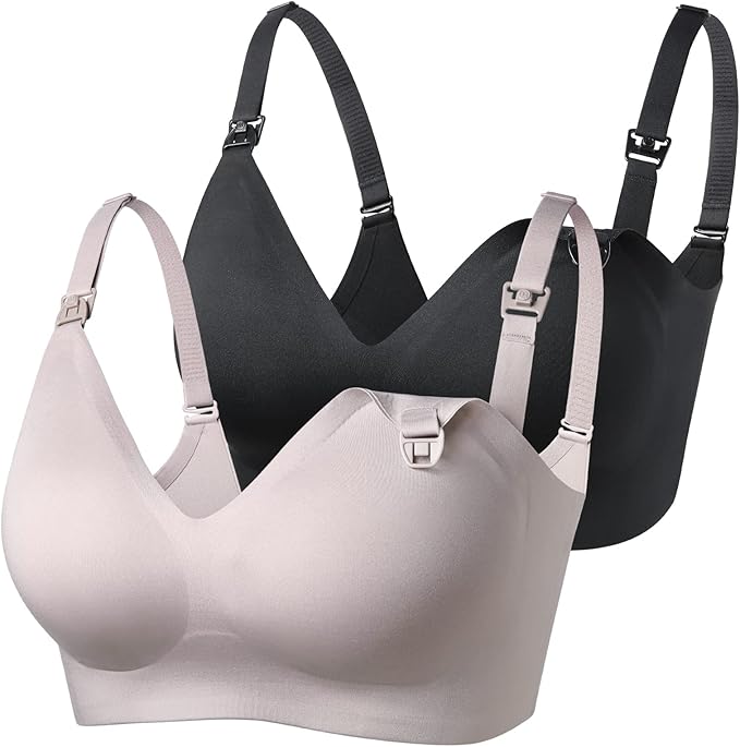 Momcozy Nursing Bras for Breastfeeding, YN21 Seamless Ultra Comfort Maternity Bra, Natural Shape, Pregnancy Sleep Bralette