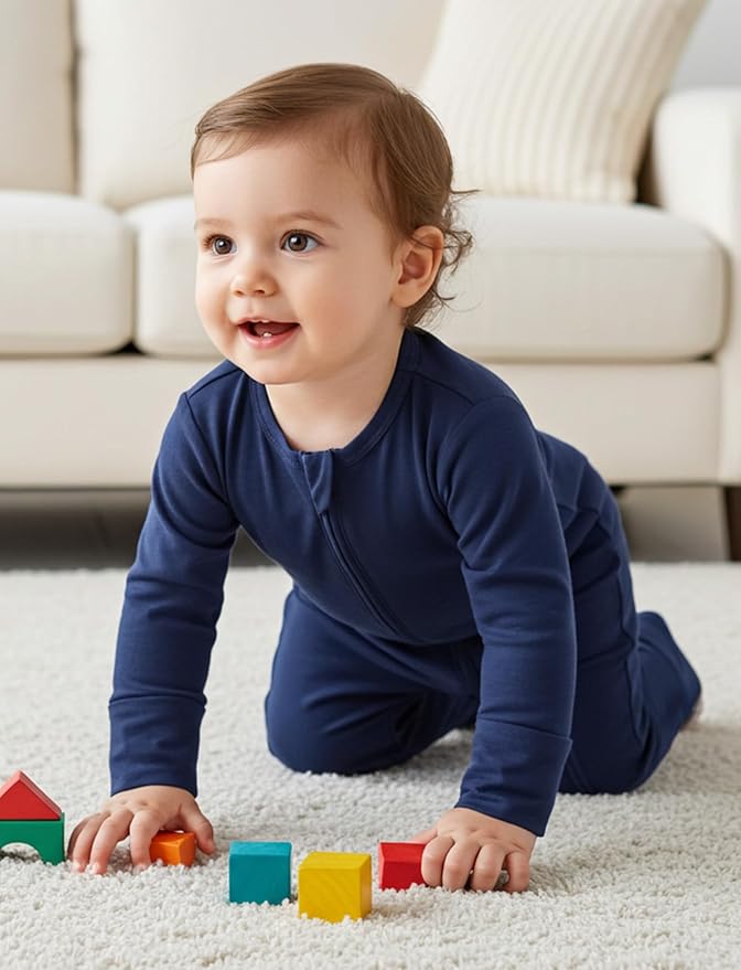 PATPAT Baby Footies Boys Girls - Bamboo Viscose - Zipper & Non-Slip Soles Romper Mitten - Footed & Footless Infant Clothes